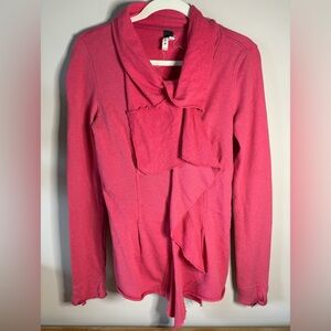 We The Free Pink‎ Knit front zip ruffled sweatshirt.